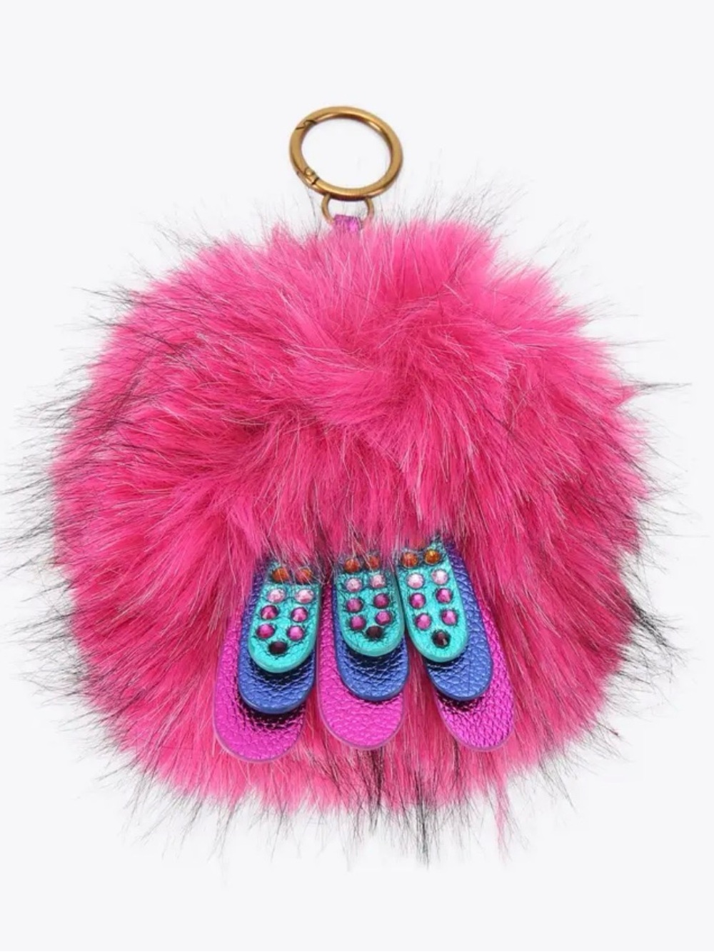 Kurt Geiger fushia Pom Pom eagle charm - Picture 2 of 2